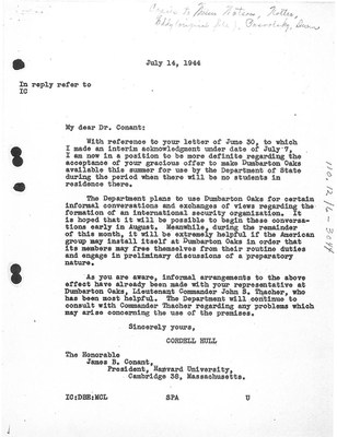 Letter from Cordell Hull to James B. Conant, 14 July 1944