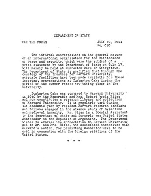 Department of State press release No. 313, 19 July 1944