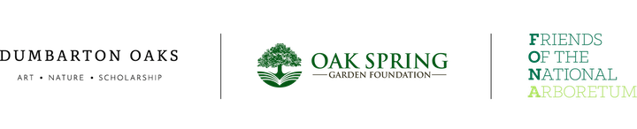 Logos for Dumbarton Oaks, Oaks Spring Garden Foundation, and Friends of the National Arboretum