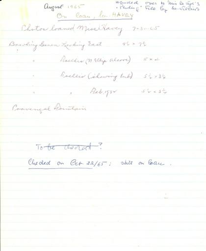 Administrative notes on loaning and printing photographs, July-November 1965