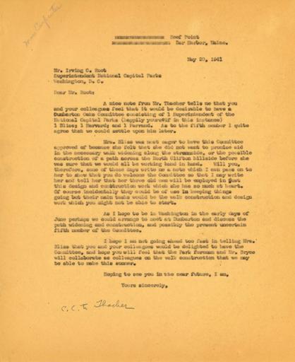 Beatrix Farrand to Irving C. Root, May 20, 1941