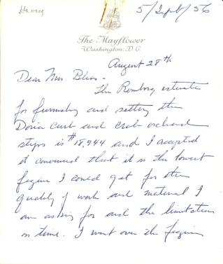 Ruth Havey to Mildred Bliss, August 28, 1956