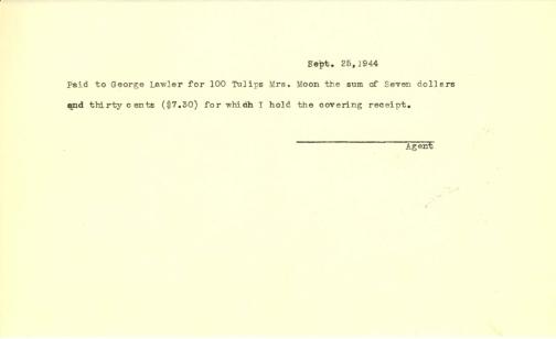 Account of payment to George Lawler (Firm) by Beatrix Farrand, September 25, 1944 (1)