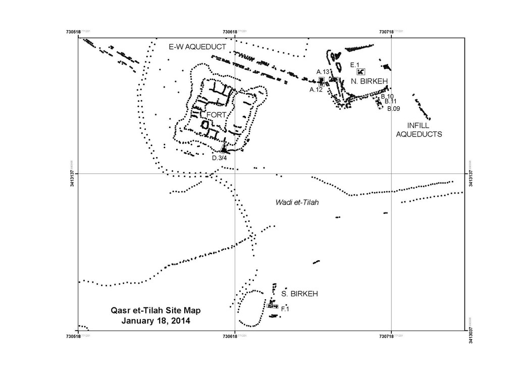 Fig. 1: Plan map of the Qasr Tilah archaeological site south of the Dead Sea in Jordan.