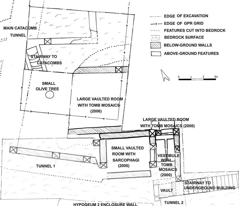 Fig. 1: Sketch plan of the subterranean early Christian burial complex (Stevens 2006–2007)