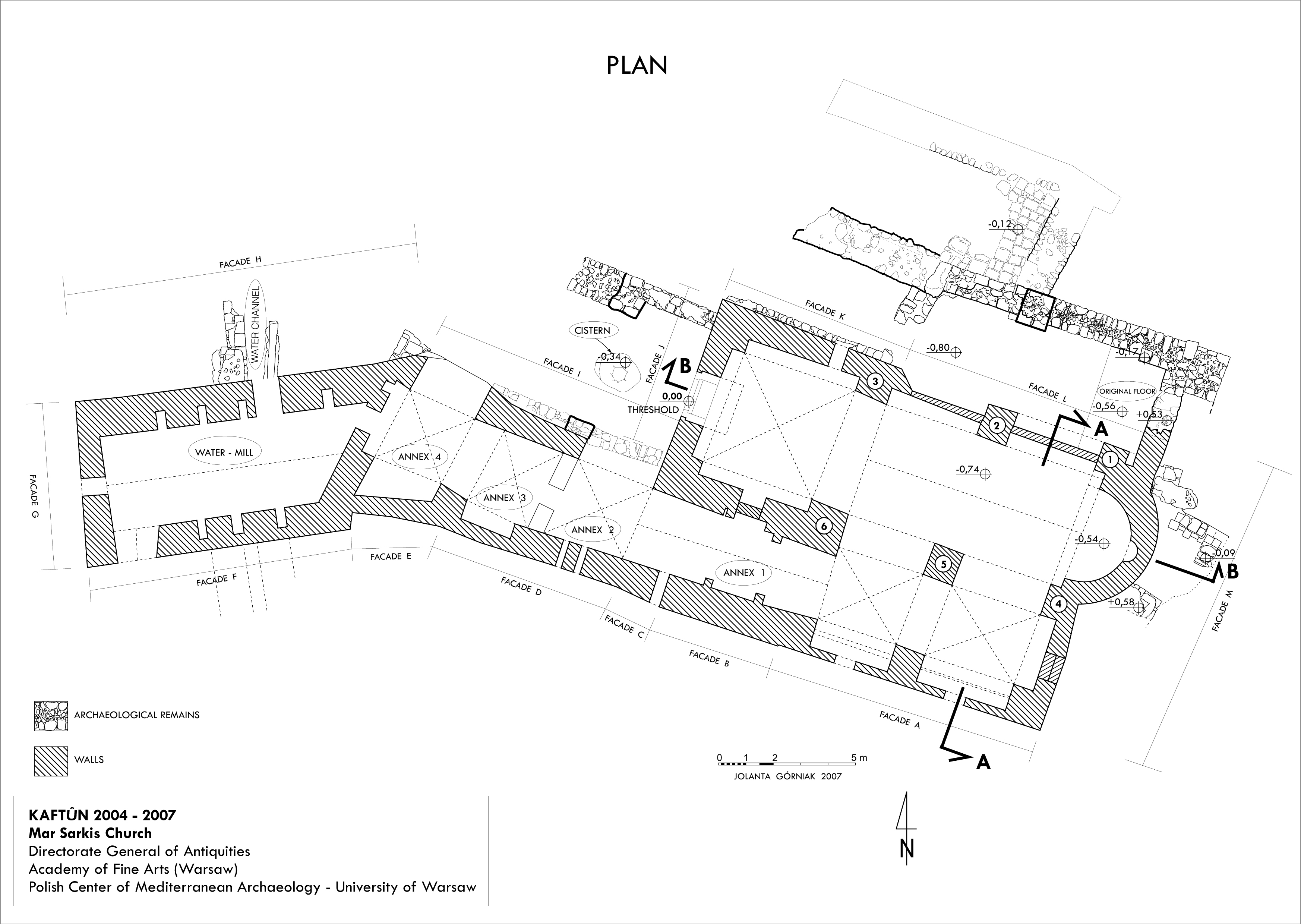 Fig. 4: Church of Mar Sarkis and Bakhos in Kaftûn, ground plan (Waliszewski and Chmielewski 2009–2010)