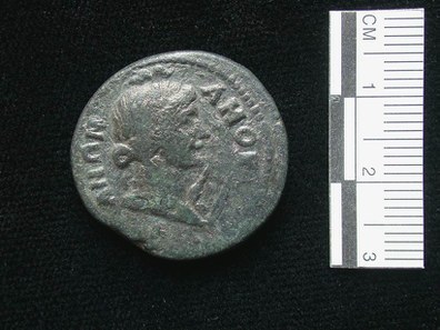 Fig. 1: Autonomous coin of the Amorium mint, mid-second century AD, showing a bust of Apollo with his lyre. SF7332, from Trench XE Context 250.