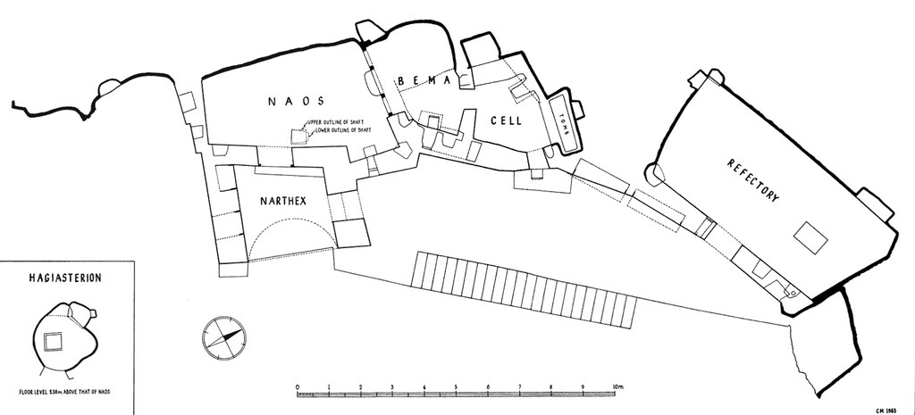 Fig. 1a: Plan of the Enkleistra complex of St. Neophytos (Mango and Hawkins 1966).
