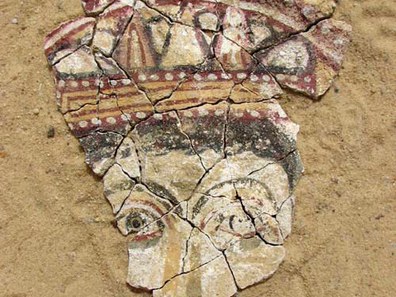 Fig. 6: Wall painting of a female figure with crown (possibly the Virgin Mary), from Room 3.