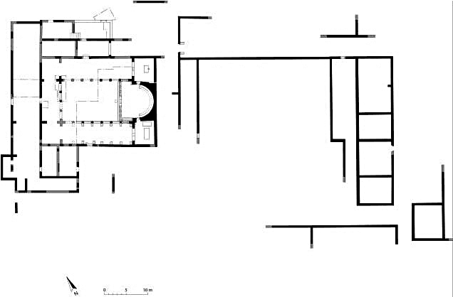 Fig. 8: Preliminary plan of the area to the east of the church (Beaudry 2007–2008)