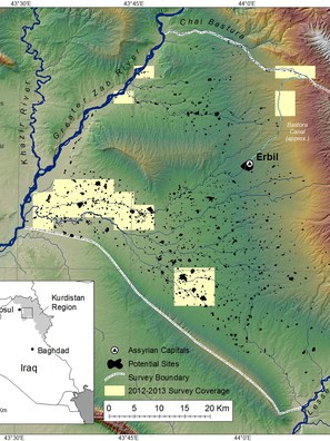 Fig. 1: The Erbil Plain Archaeological Survey research area in the Kurdistan Region of Iraq.