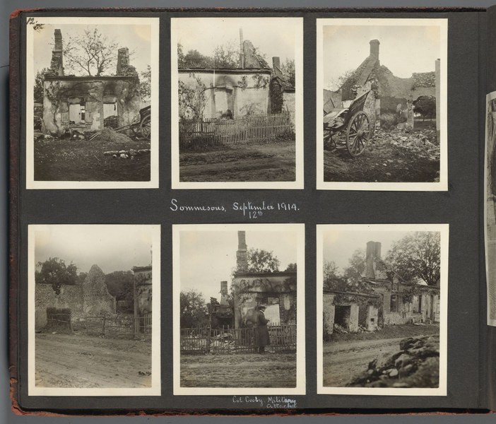 Bombed buildings at Sommesous, September 12, 1914.