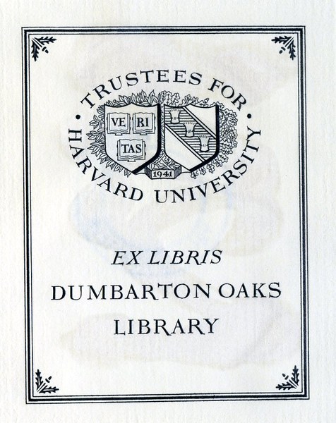 Dumbarton Oaks 1955 Ex Libris Bookplate