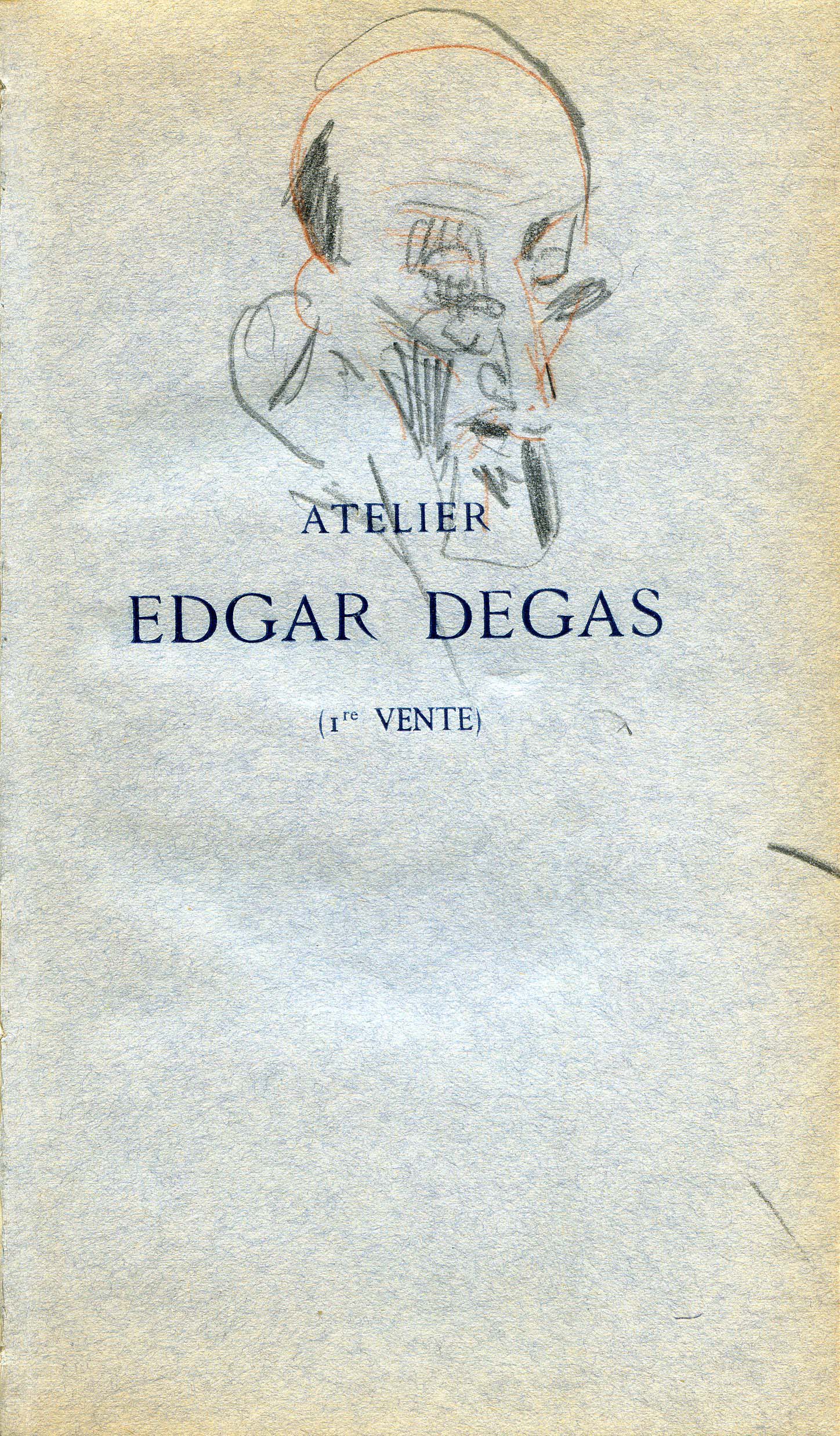 Drawing by Paul César Helleu on the front flyleaf of the Bliss copy of Atelier Edgar Degas (1re Vente).