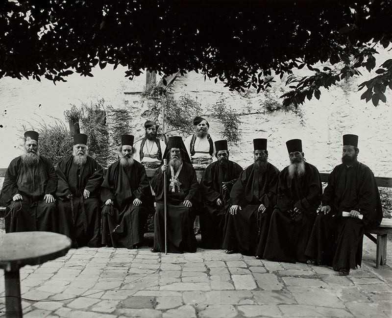 Group portrait with Protos and the monastic government, Karyes, Mount Athos, 1923, Thomas Whittemore Papers, ca. 1875–1966, MS.BZ.013, Image Collections and Fieldwork Archives, Dumbarton Oaks, Trustees for Harvard University, Washington, D.C. 