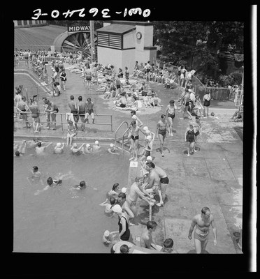 All-white swimming pool at Glen Echo Amusement Park, Maryland, 1943