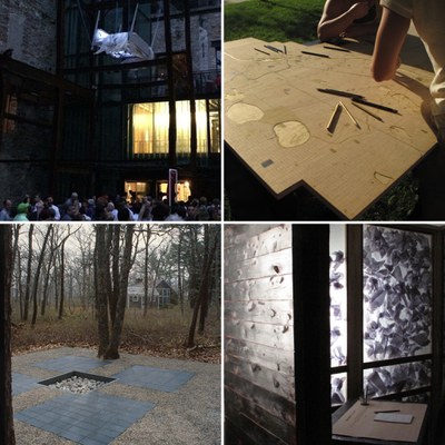 Clockwise from top left: Dream Window (R. Krinke, photograph by R. Krinke); The Mapping of Joy and Pain (R. Krinke, photograph by R. Krinke); What Needs to Be Said? (R. Krinke, photograph by R. Krinke); Great Island Memorial Garden (R. Krinke and R. Imai, photograph by R. Krinke).