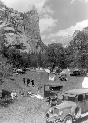 Yosemite National Park at Stoneman Meadow in 1927. Image courtesy The National Park Service.