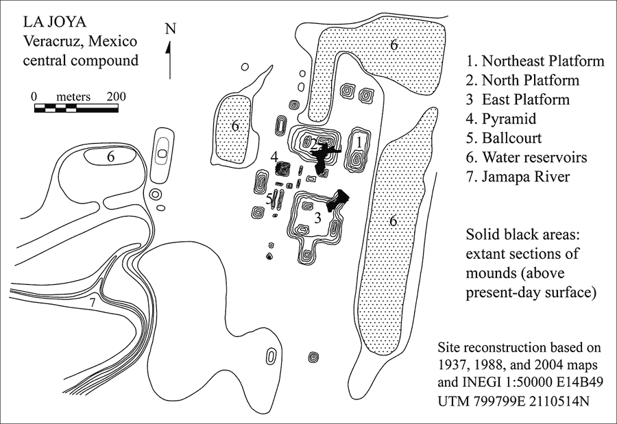 Fig. 2: Map of the La Joya site, Central Veracruz, Mexico (Daneels 2007–2008)