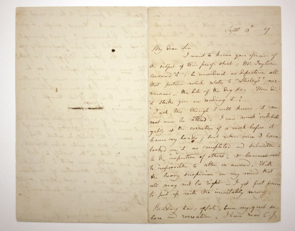 Charlotte Brontë to William Smith Williams, September 13, 1849