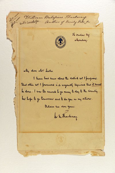 William Makepeace Thackeray to Harriet Leslie, February 27, 1860