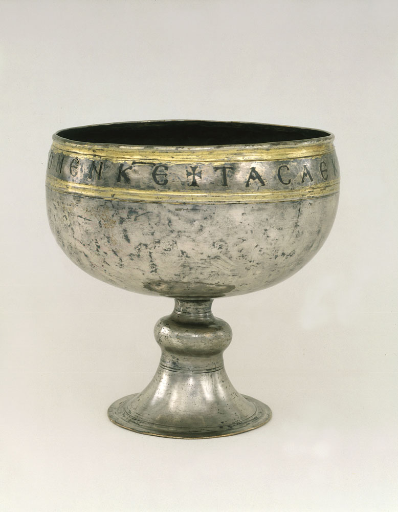 Silver chalice from Riha (or Kaper Koraon) Treasure, Early Byzantine, ca. 527–65, silver with gold and niello. Byzantine Collection, BZ.1955.18, Dumbarton Oaks Research Library and Collection.