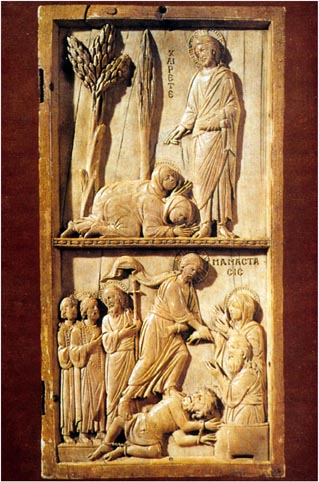 Diptych panel with Christ Meeting the Marys in the Garden and the Descent into Hell