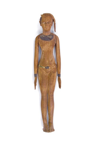 Wooden statue of a female figure