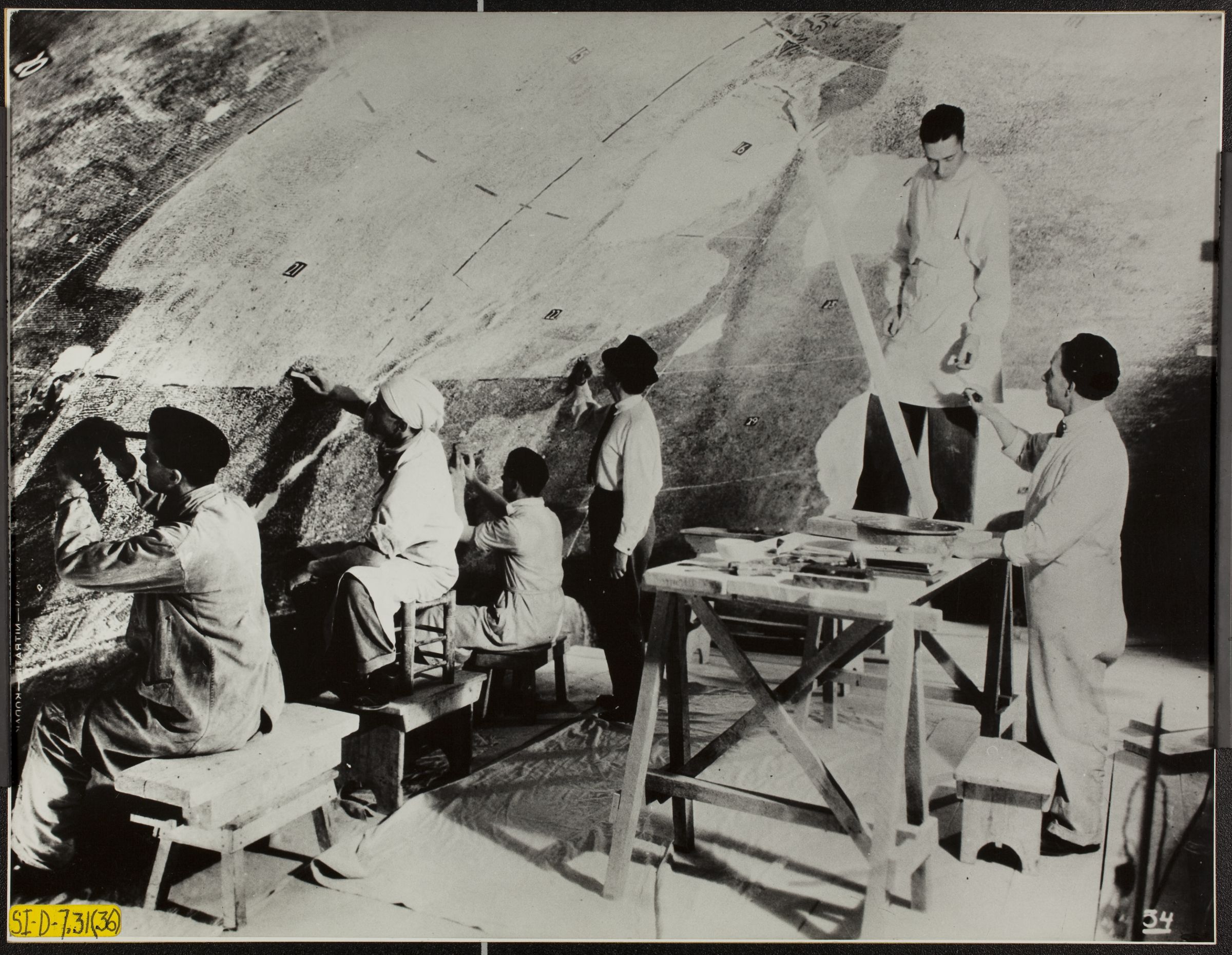 Apse, group at work on scaffold. July 10, 1936