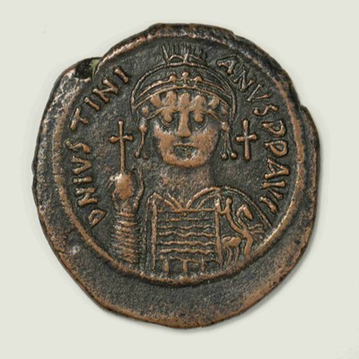 Justinian I, Copper, Follis, Nikomedeia, 542/543