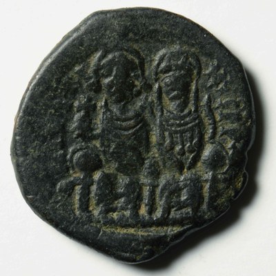 Justin II, Copper, Half Follis, Nikomedeia, 574/575