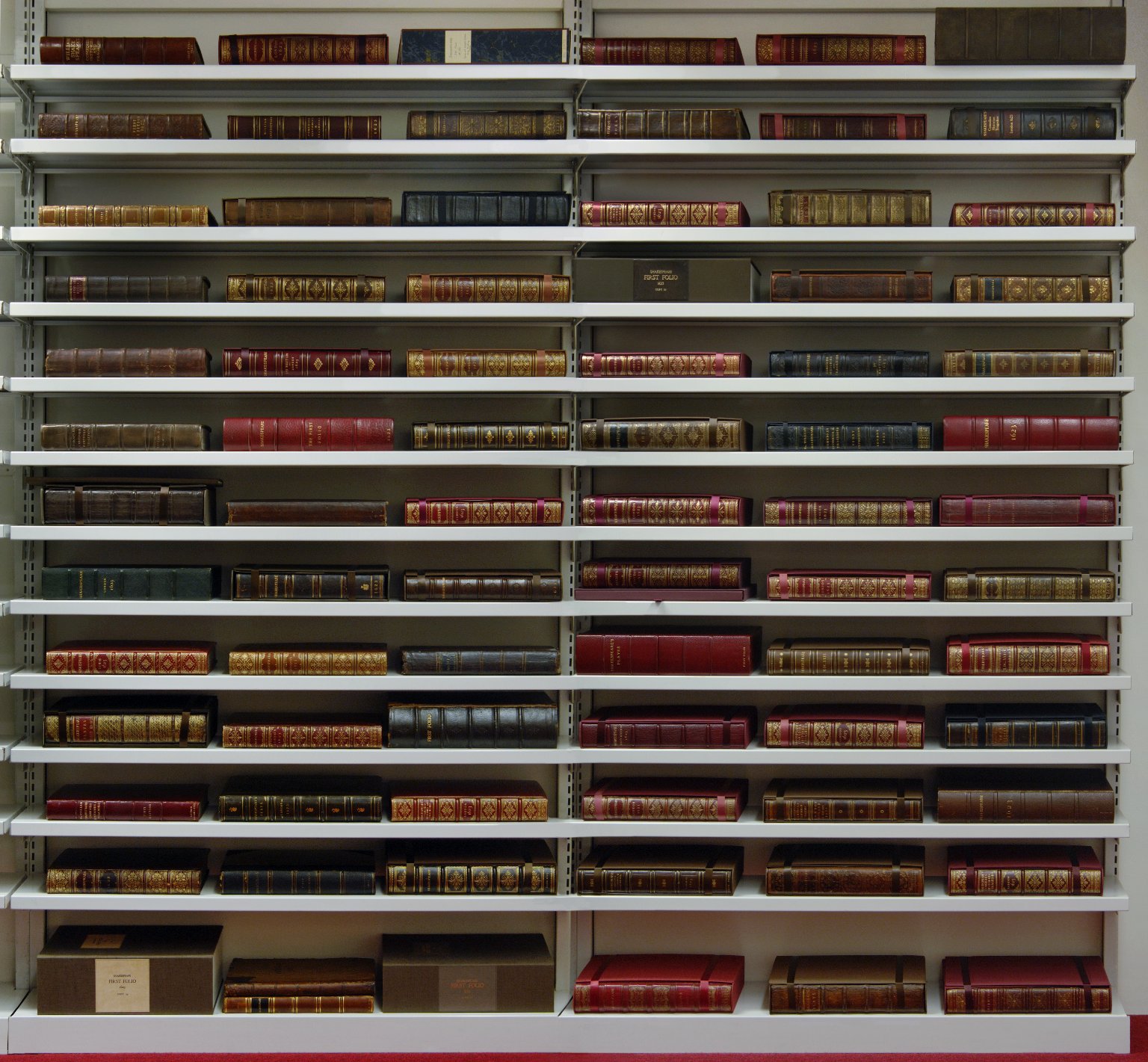 Julie Ainsworth, Folger collection of eighty-two First Folios in the STC vault. Used by permission of the Folger Shakespeare Library.