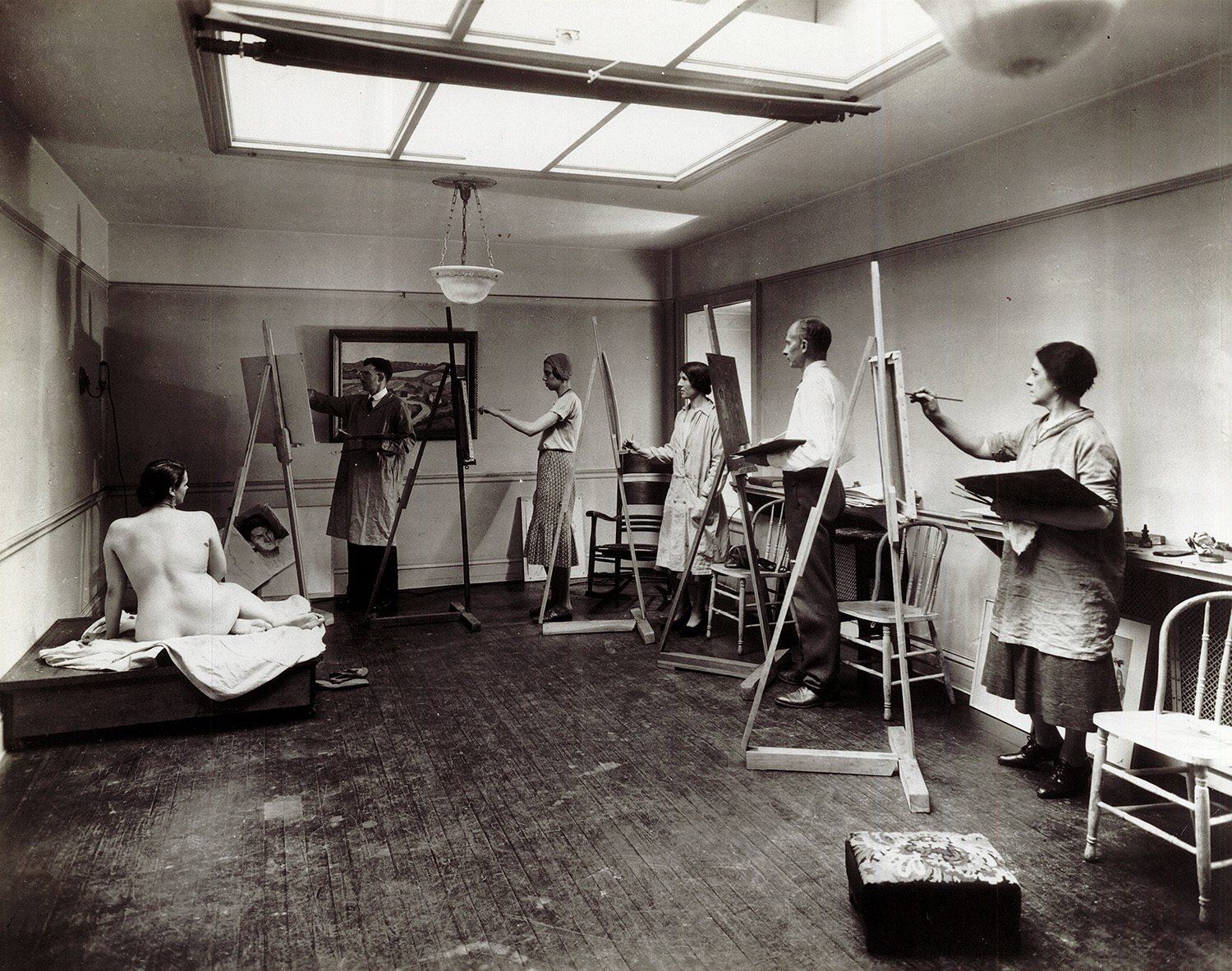 Phillips Gallery art school, C. Law Watkins, second from right, ca. 1931–33. Photograph courtesy the Phillips Collection.