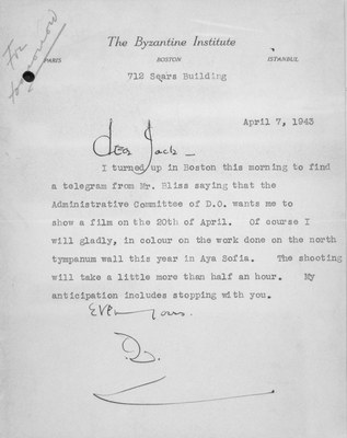 Letter from Thomas Whittemore to John Thacher, April 7, 1943