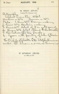 Ernest Hawkins (?): Notebook Entry for August 16, 1940
