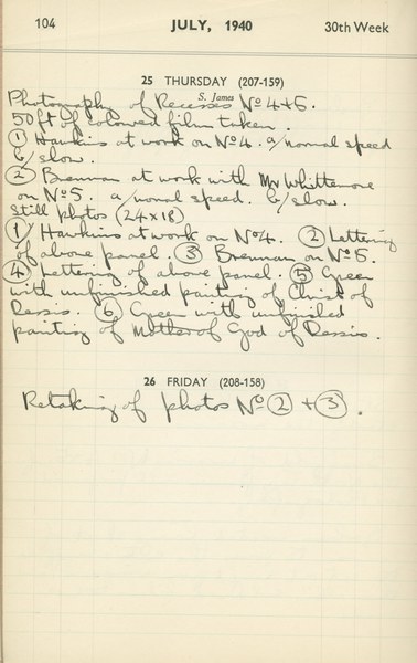Ernest Hawkins (?): Notebook Entry for July 25, 1940