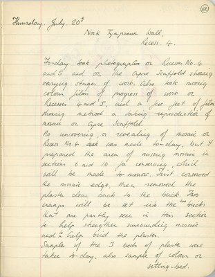 Richard A. Gregory: Notebook Entry for July 20, 1939