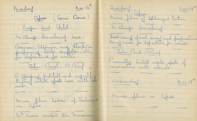William John Gregory: Notebook Entry for November 16 - 18, 1936