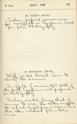 Ernest Hawkins (?): Notebook Entry for July 23 - 24, 1940