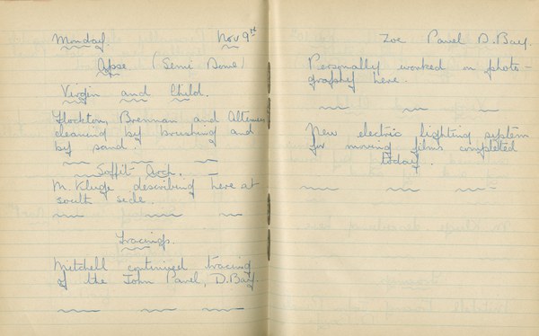 William John Gregory: Notebook Entry for November 9, 1936