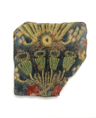 Fragment of Glass with Stylized Flowers