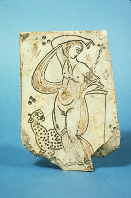 Incised Plaque with Hermaphrodite and Leopard