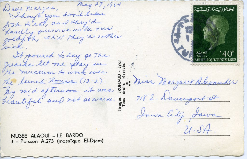 Postcard from Margaret Alexander to her daughter, Margie