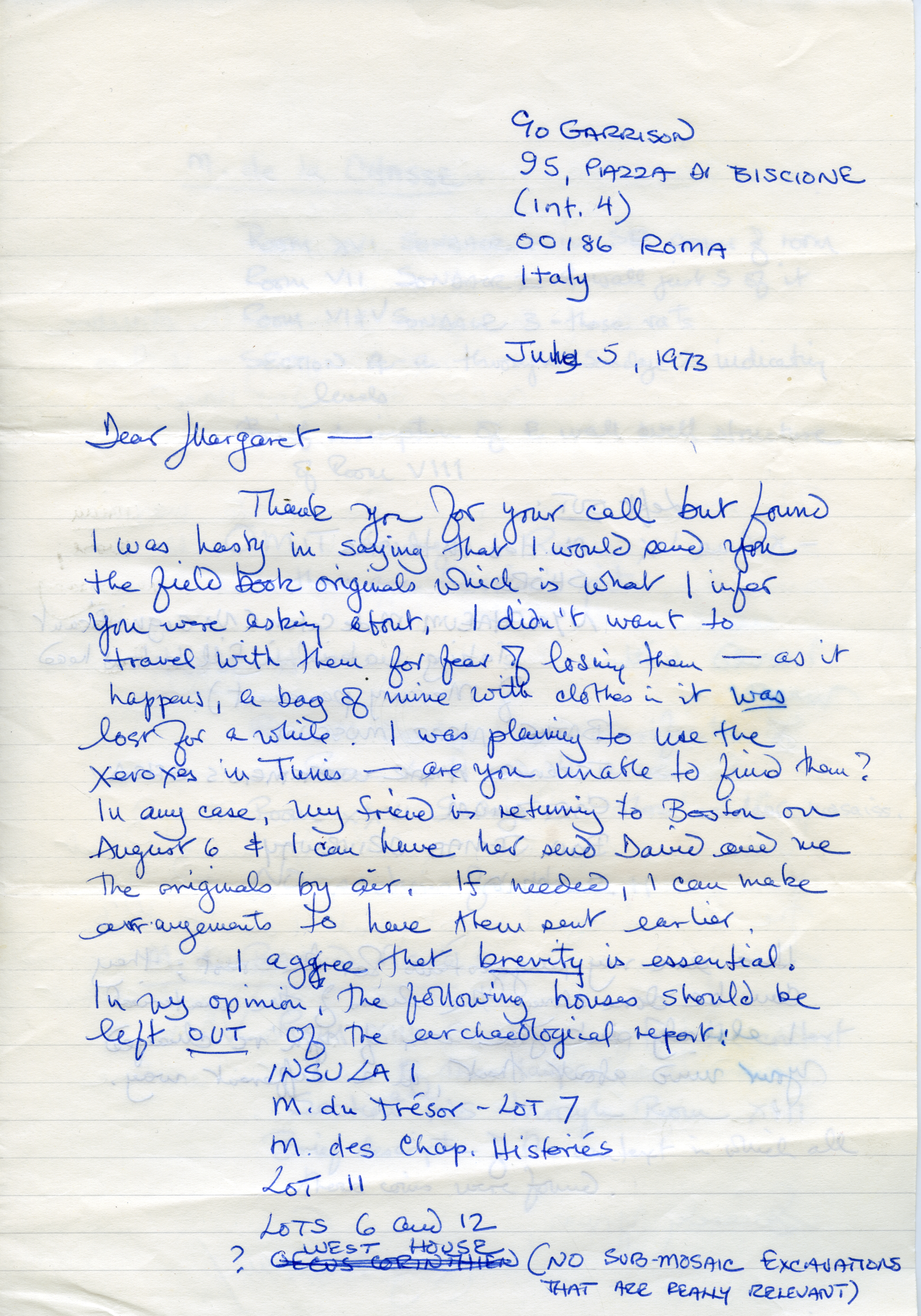 Letter from Guy P. R. Métraux to Margaret Alexander