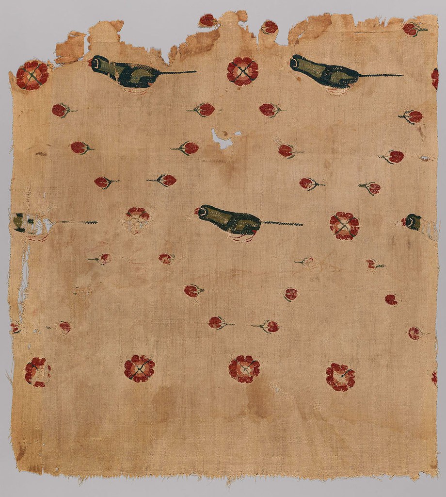 Fragment of a Hanging or Curtain with Birds and Flower