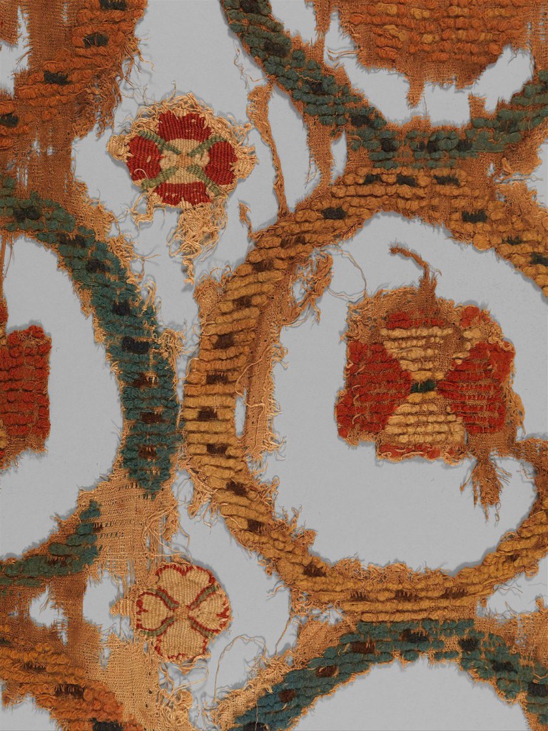 Detail of the design in weft-loop pile on the Peacock Hanging