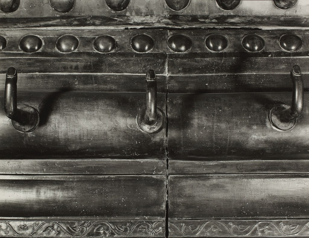 Detail of curtain hooks above bronze doorway into nave in Hagia Sophia