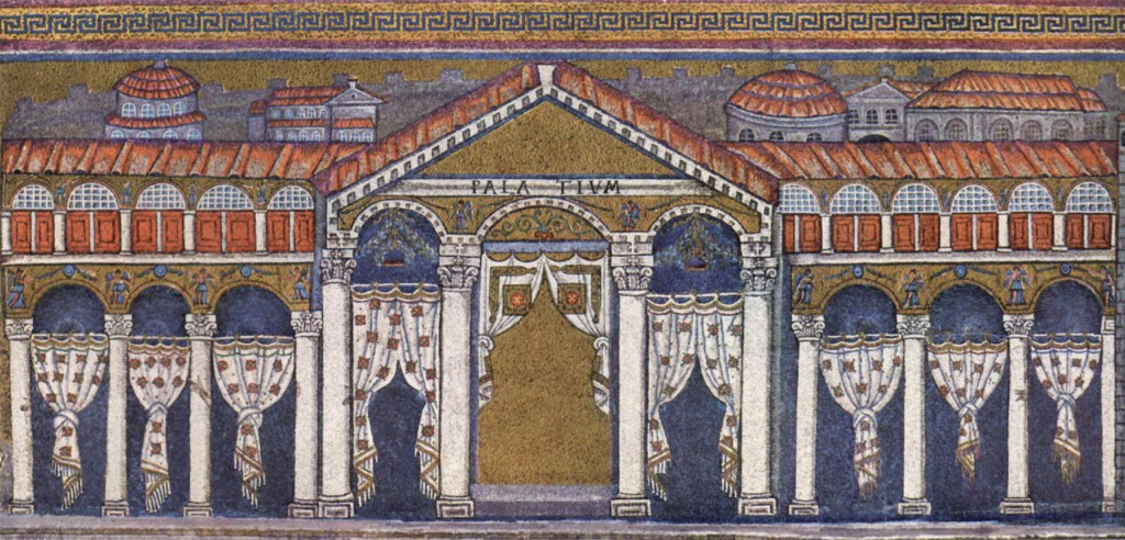 Wall mosaic depicting the palace of Theodoric