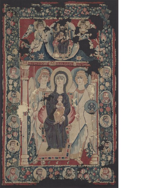 Wool tapestry icon of the Virgin and Child