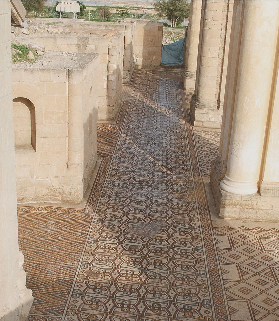 Mosaic floor, with running carpet pattern